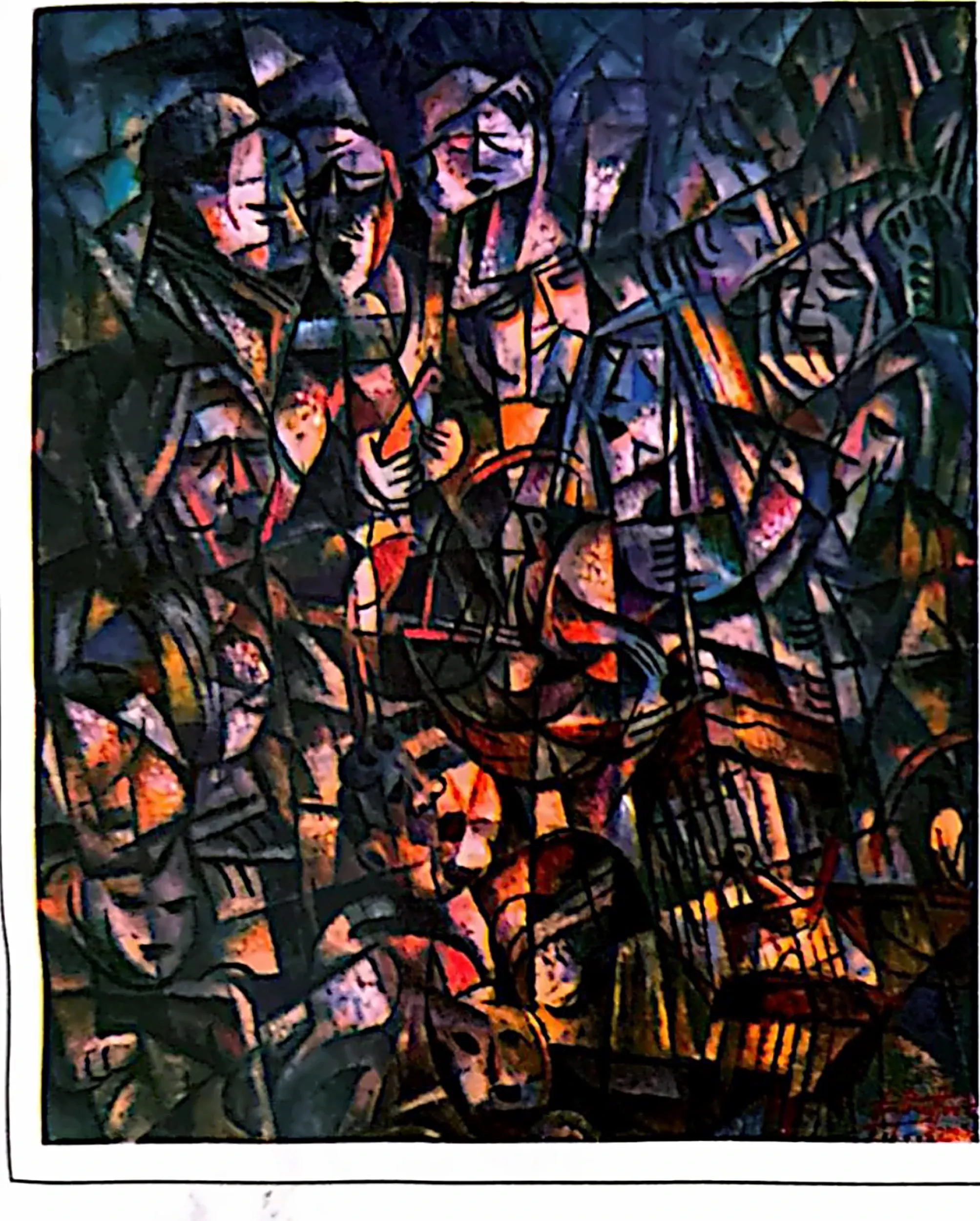 Oil painting titled Birds Singing Contest by Tan Peng Hooi, 2005.