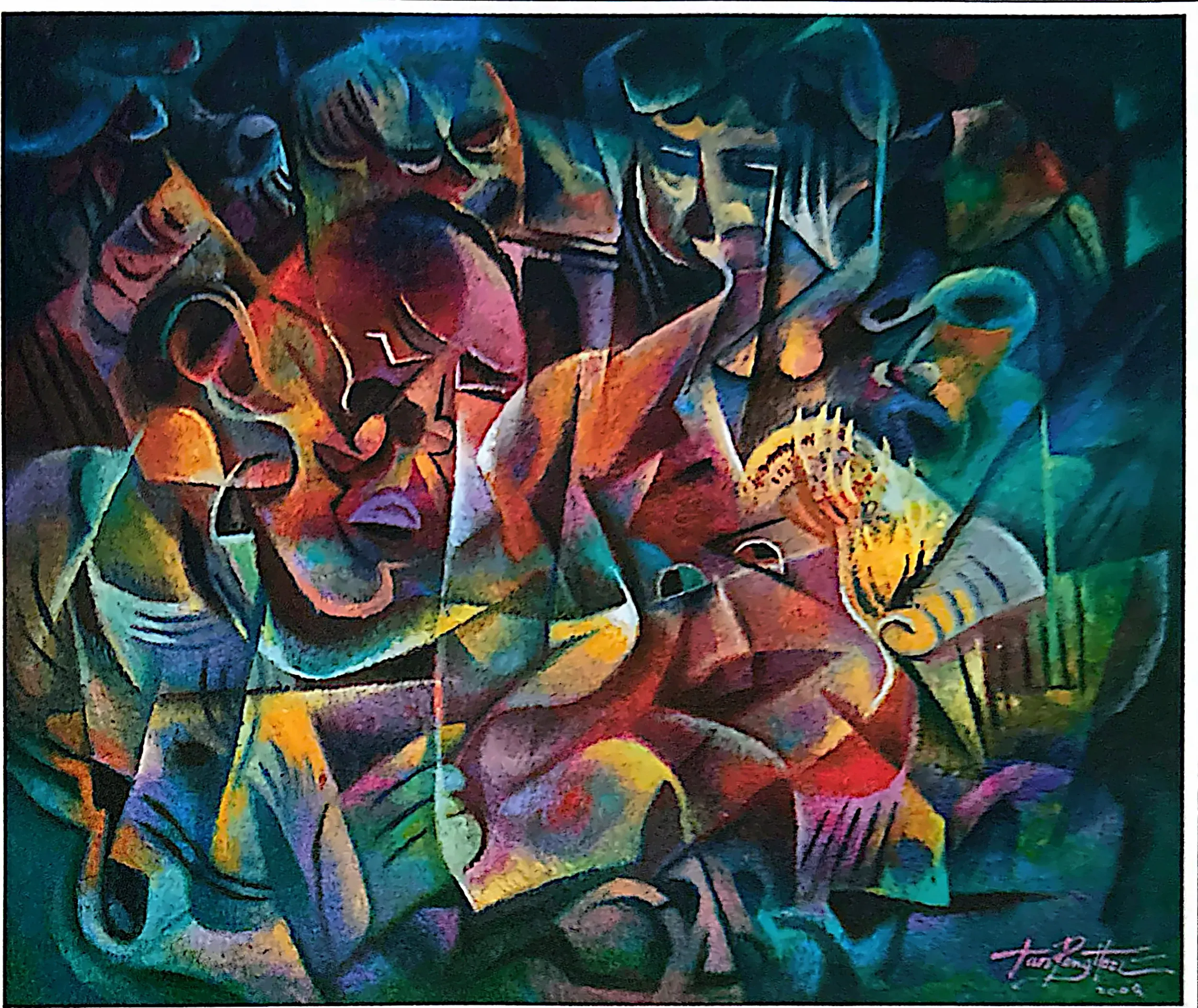 Oil painting titled Disappointment Over Rising Cost Of Living by Tan Peng Hooi, 2008.