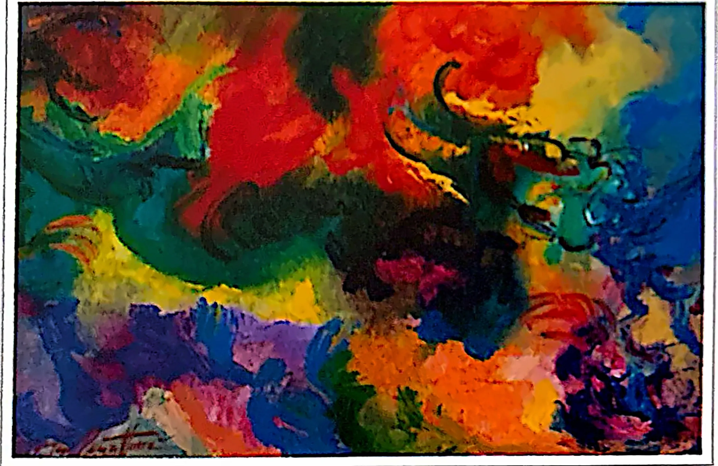 Oil painting titled Dragon In The Sky by Tan Peng Hooi, 1999.
