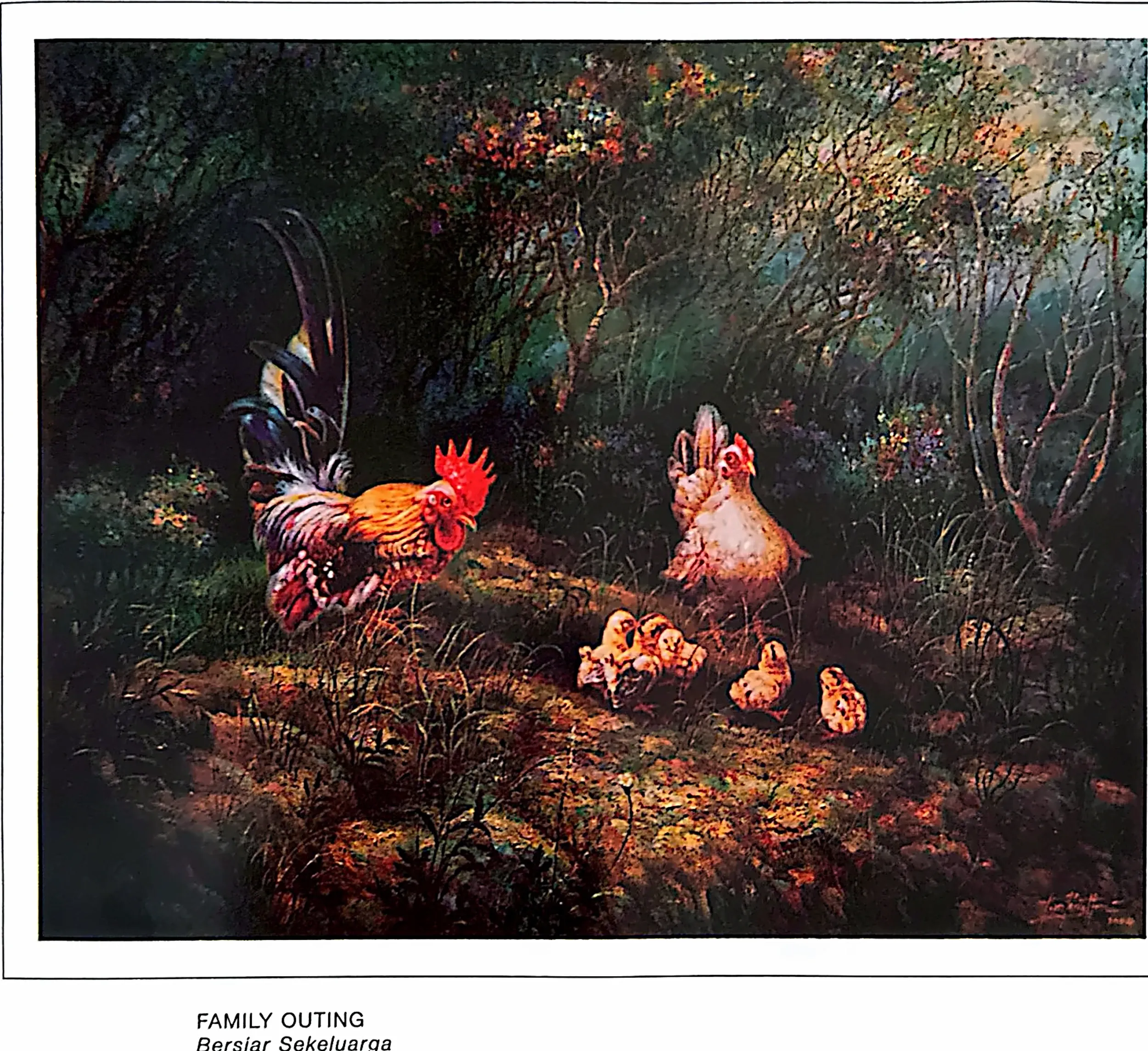 Oil painting titled Family Outing by Tan Peng Hooi, 2004.