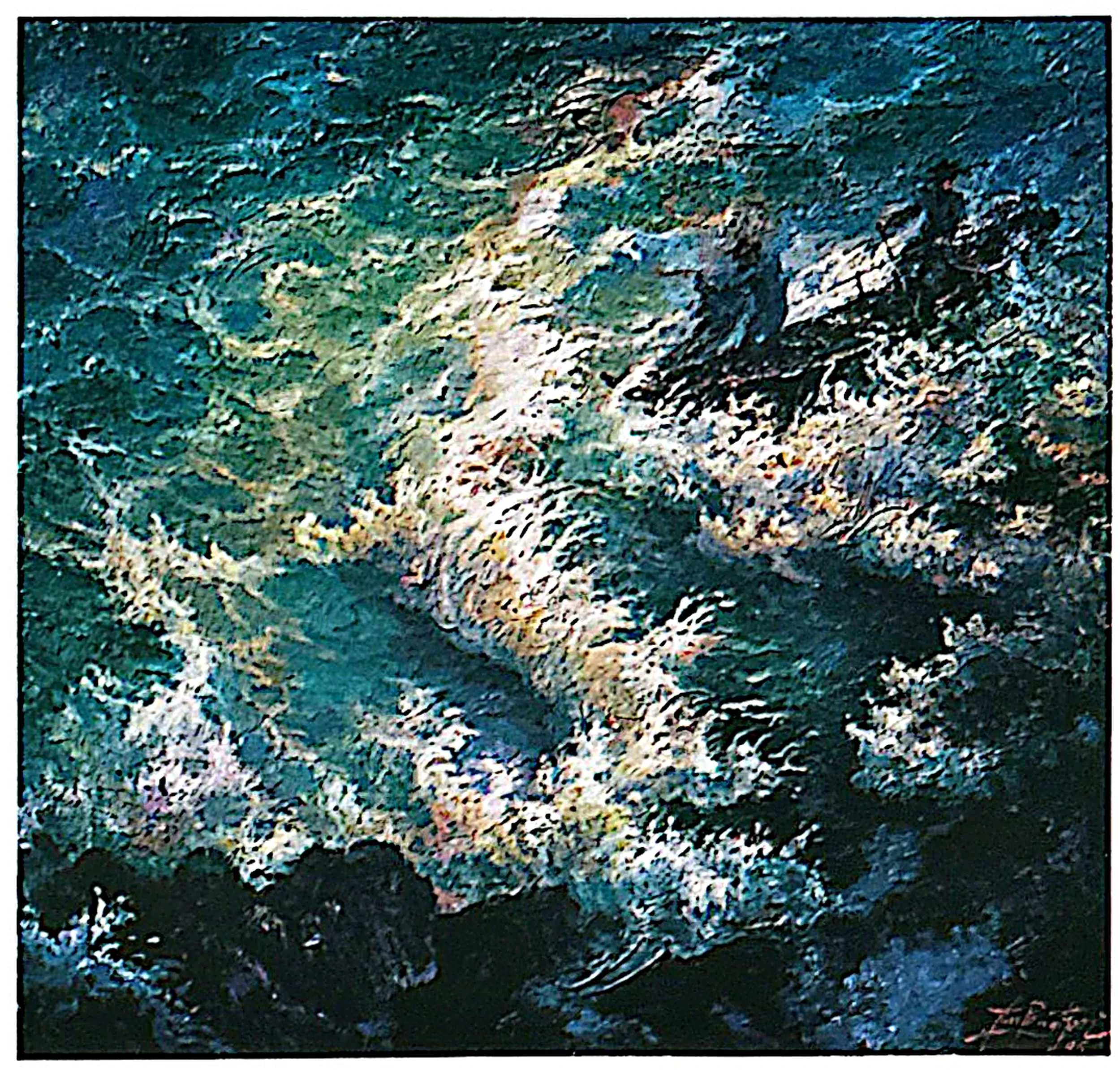 Oil painting titled Catching Fish by Tan Peng Hooi, 1996.