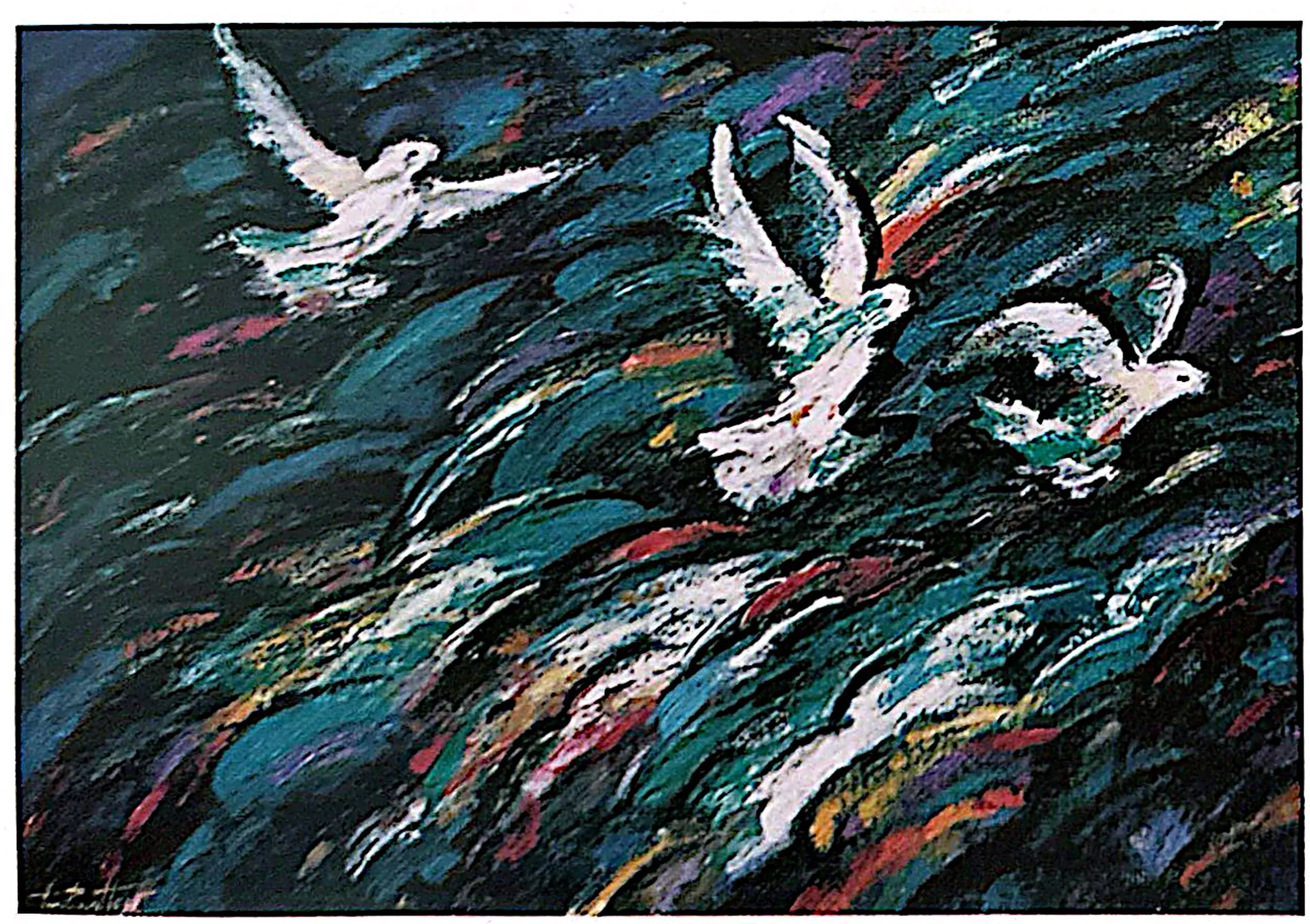 Oil painting titled Freedom by Tan Peng Hooi, 1995.