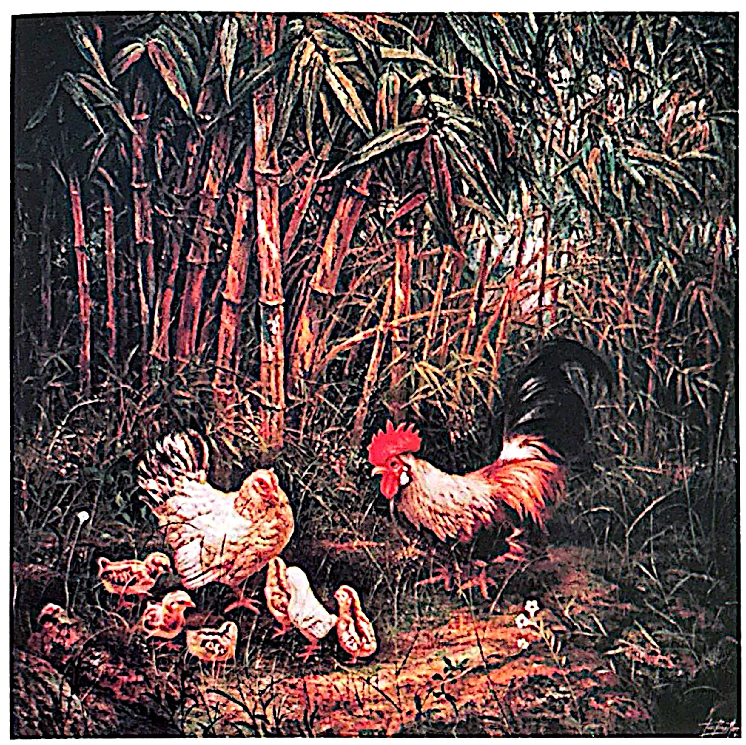 Oil painting titled Happy Family by Tan Peng Hooi, 2000.
