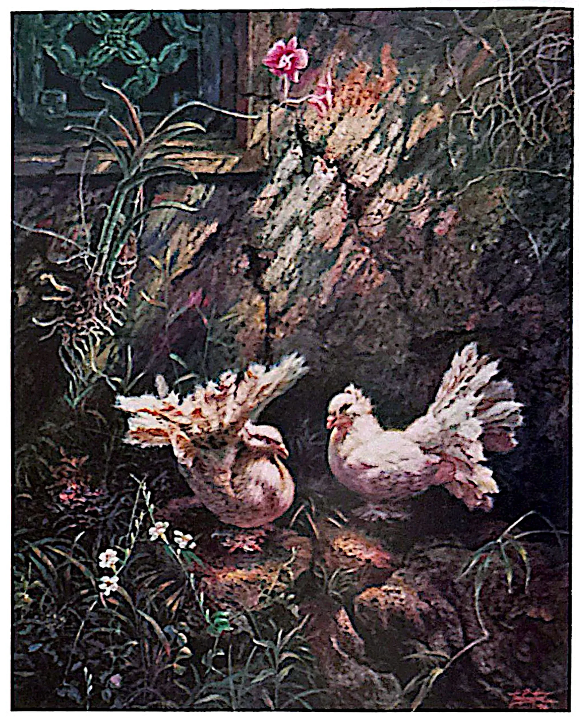 Oil painting titled Peace Doves by Tan Peng Hooi, 1994.