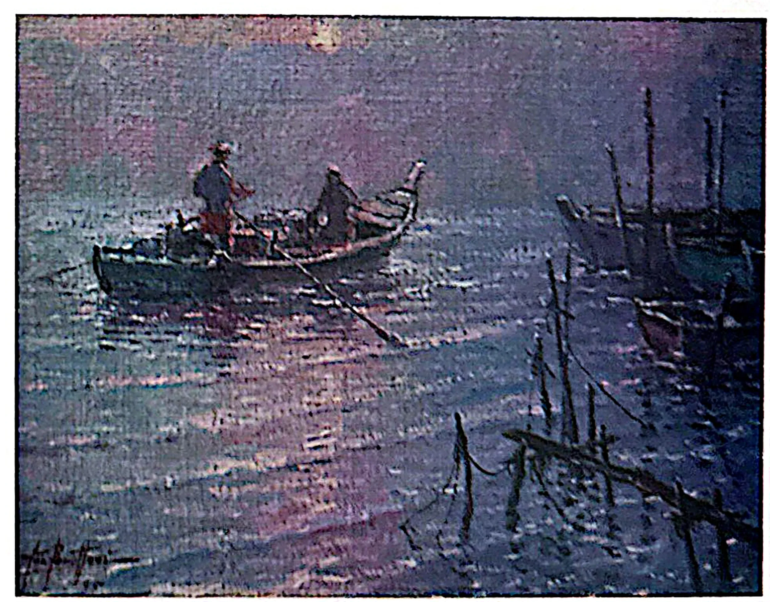Oil painting titled Return Home by Tan Peng Hooi, 1995.