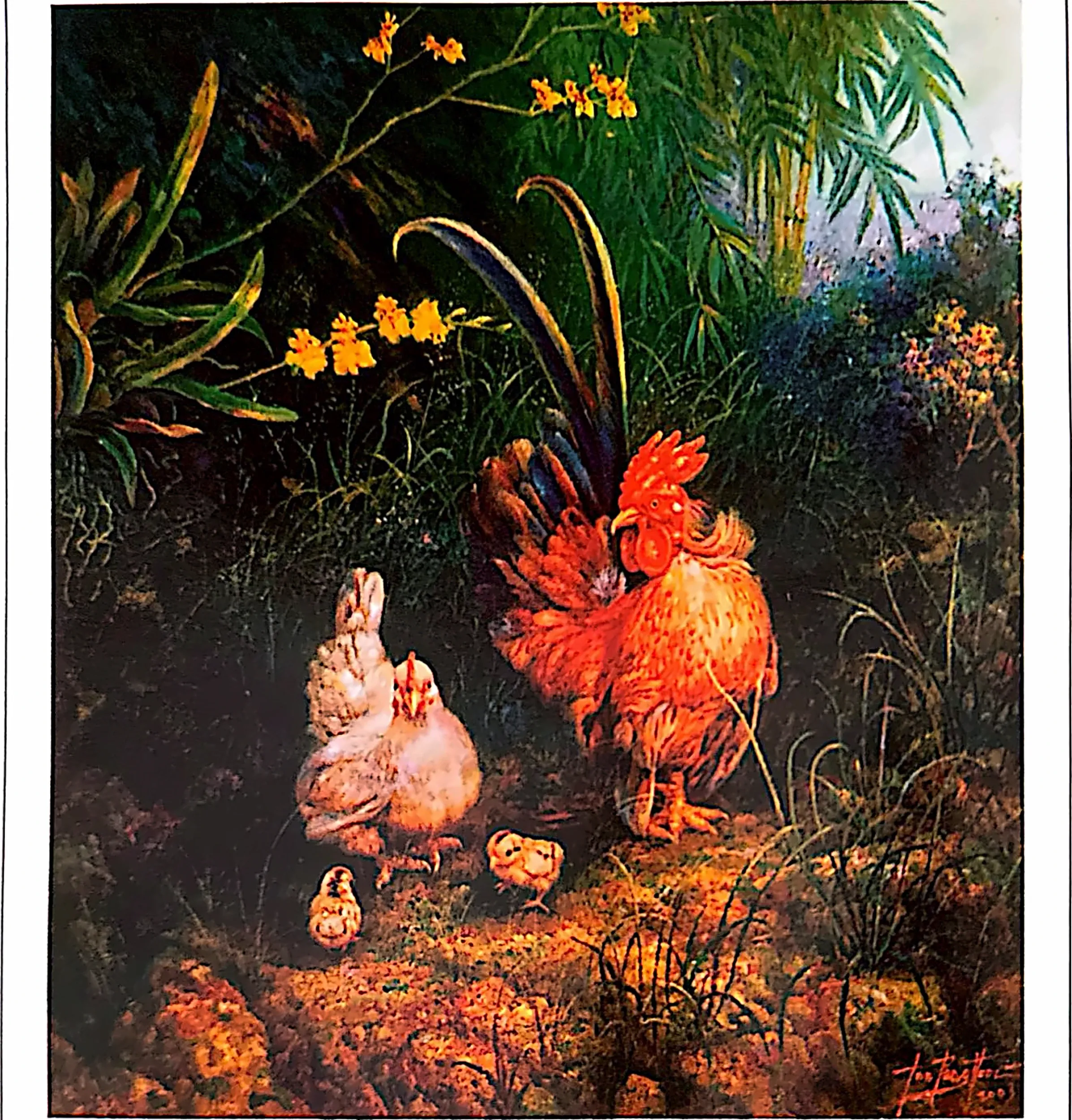 Oil painting titled Happy Family by Tan Peng Hooi, 2003.