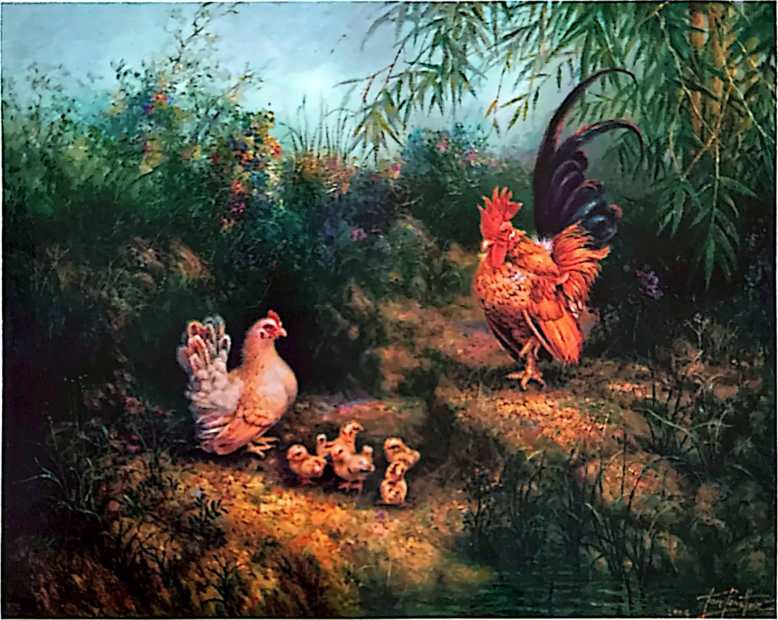 Oil painting titled Happy Family by Tan Peng Hooi, 2004.