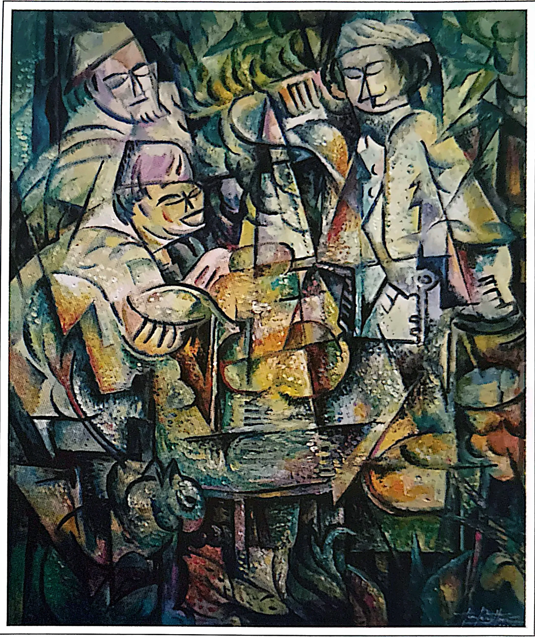 Oil painting titled Laksa Seller by Tan Peng Hooi, 2002.