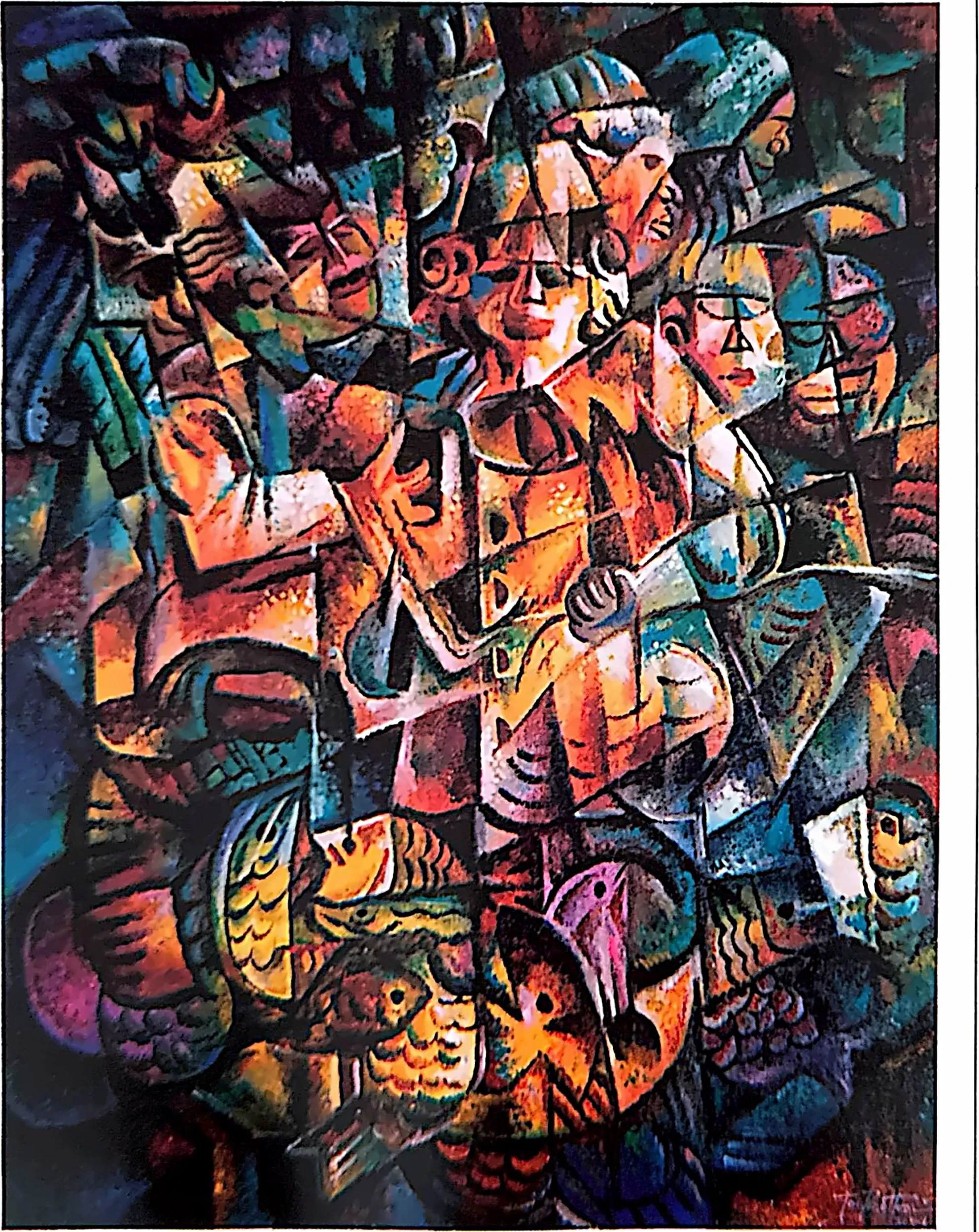 Oil painting titled Market Sparkles by Tan Peng Hooi, 2004.