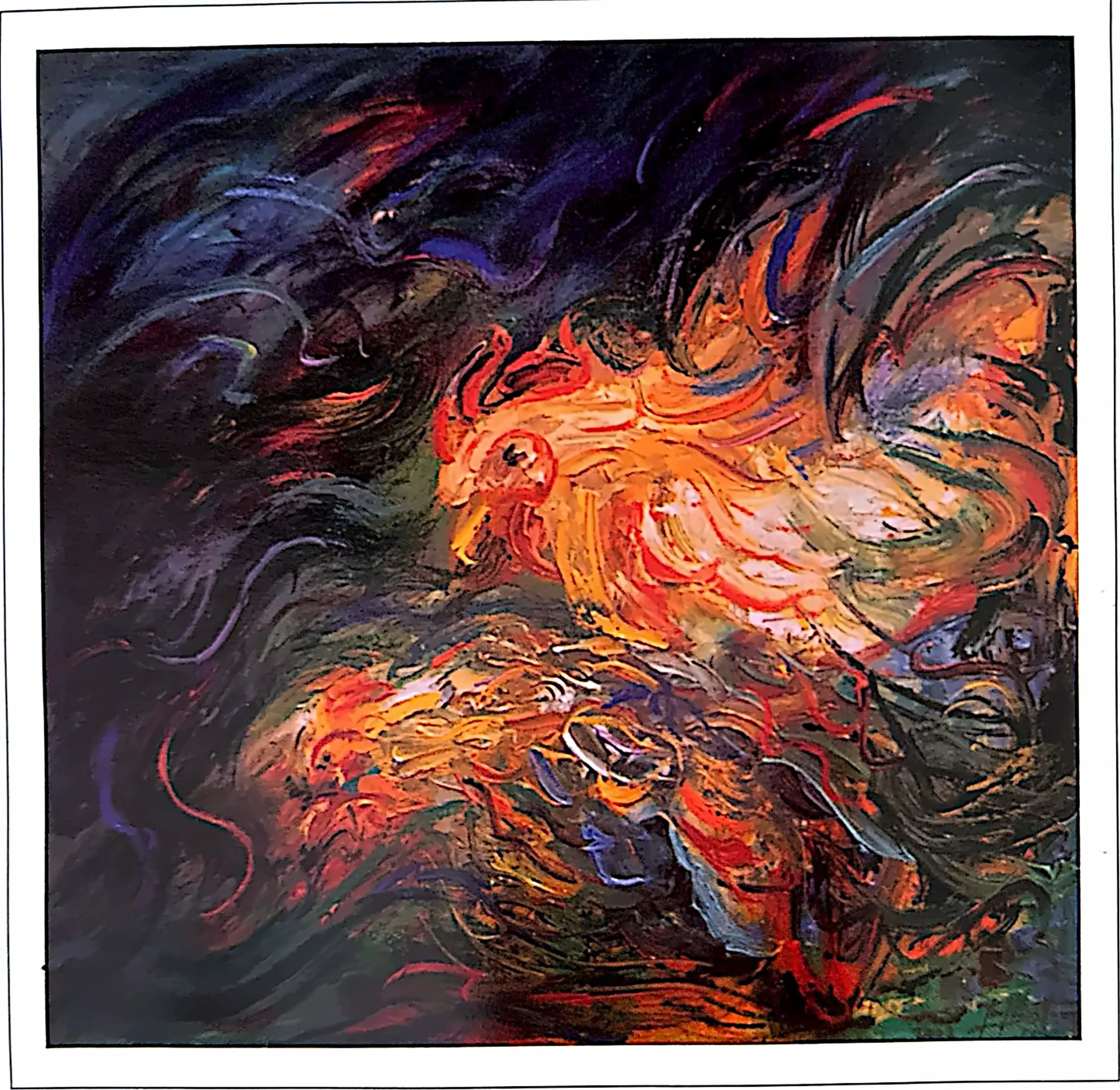 Oil painting titled Mating Season by Tan Peng Hooi, 2002.