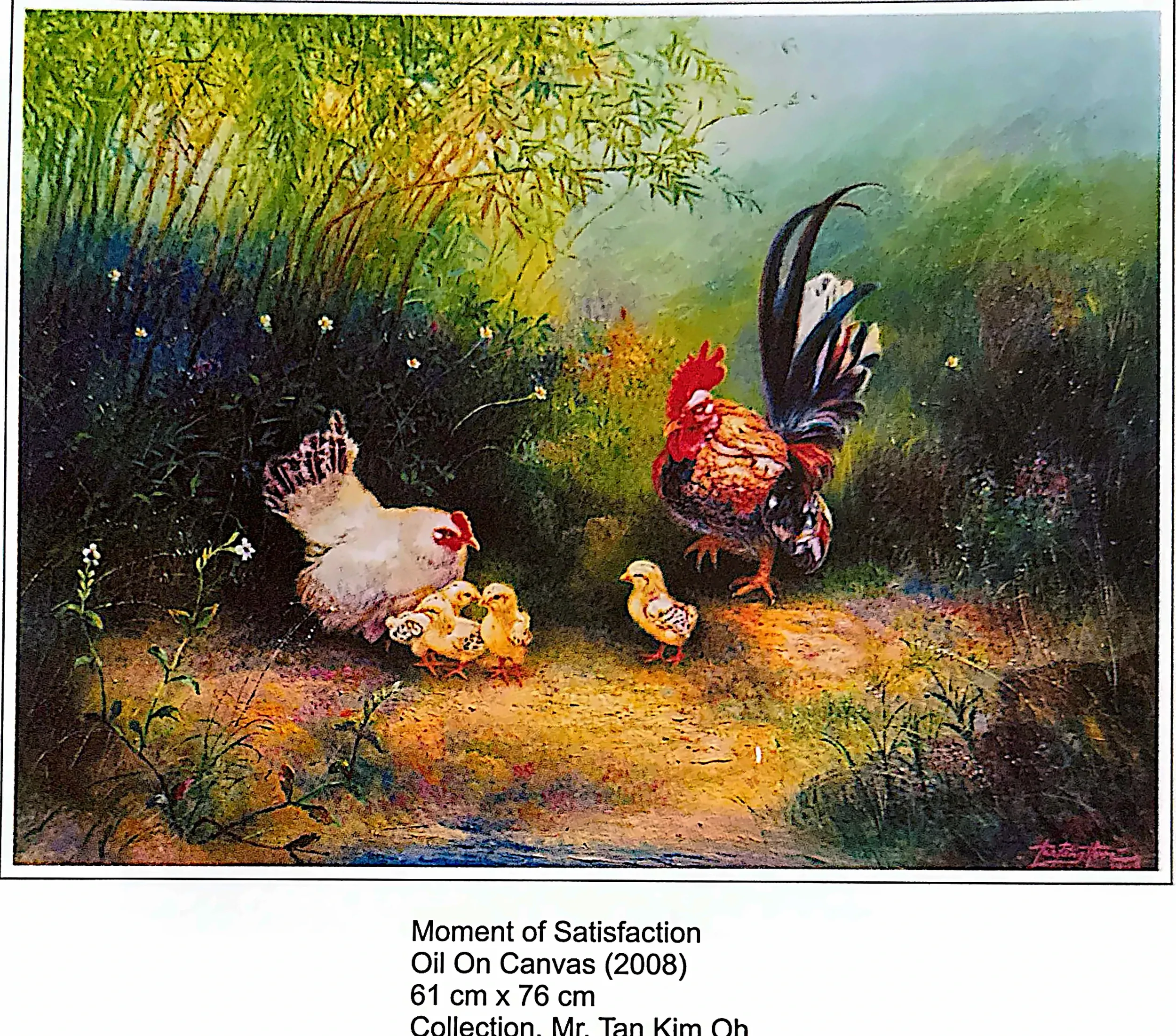 Oil painting titled Moment of Satisfaction by Tan Peng Hooi, 2008.