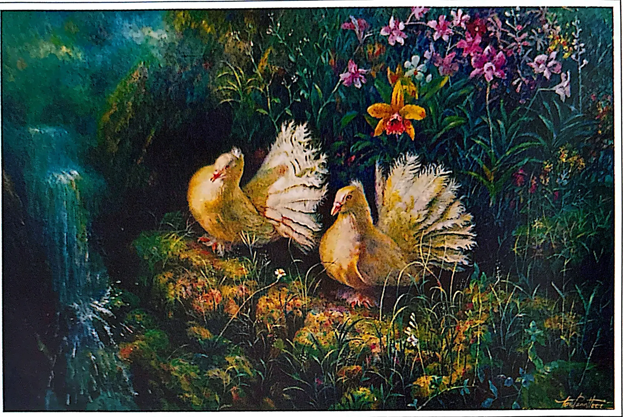 Oil painting titled Peace Doves by Tan Peng Hooi, 2004.