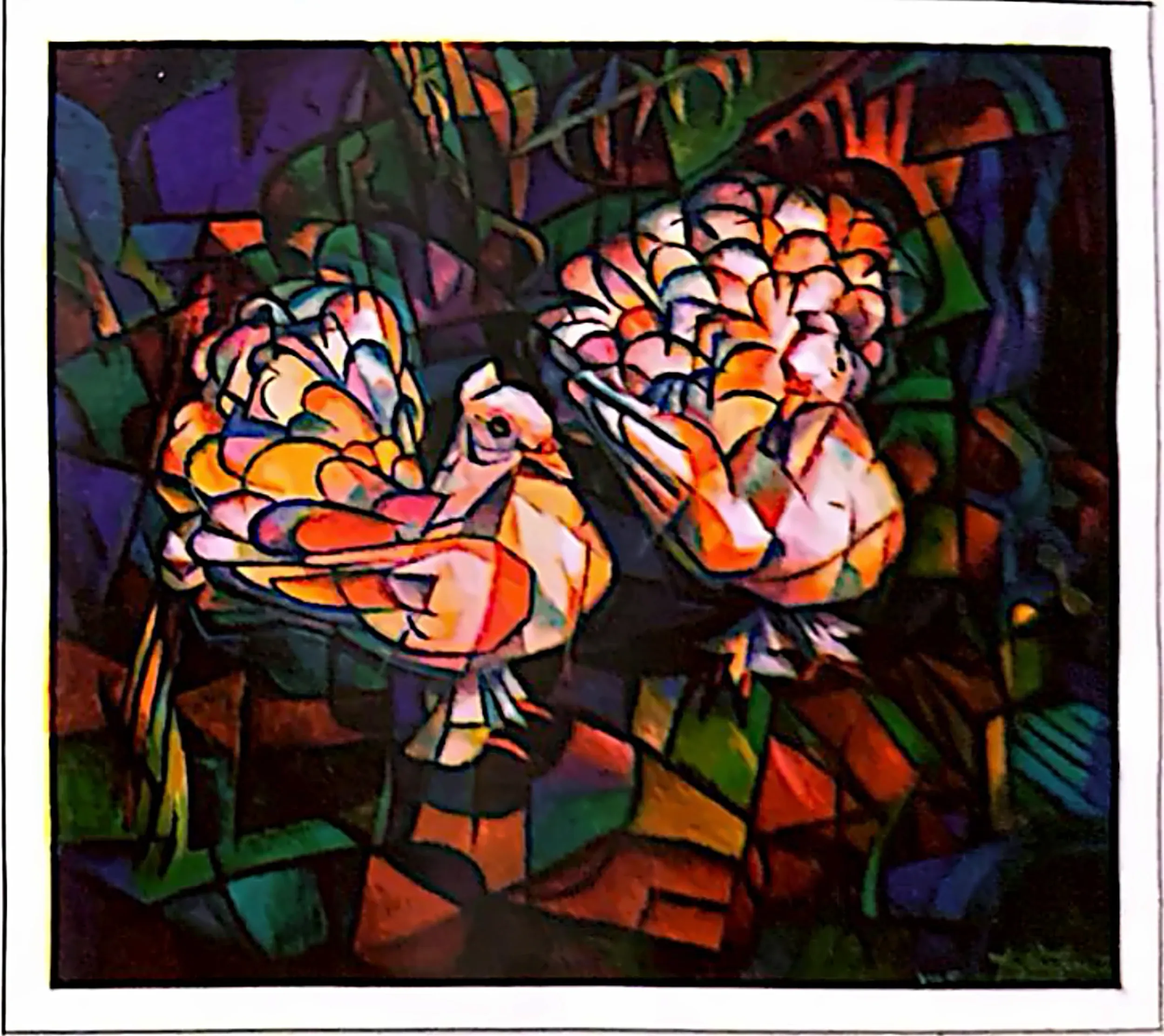 Oil painting titled Peace Doves by Tan Peng Hooi, 2005.