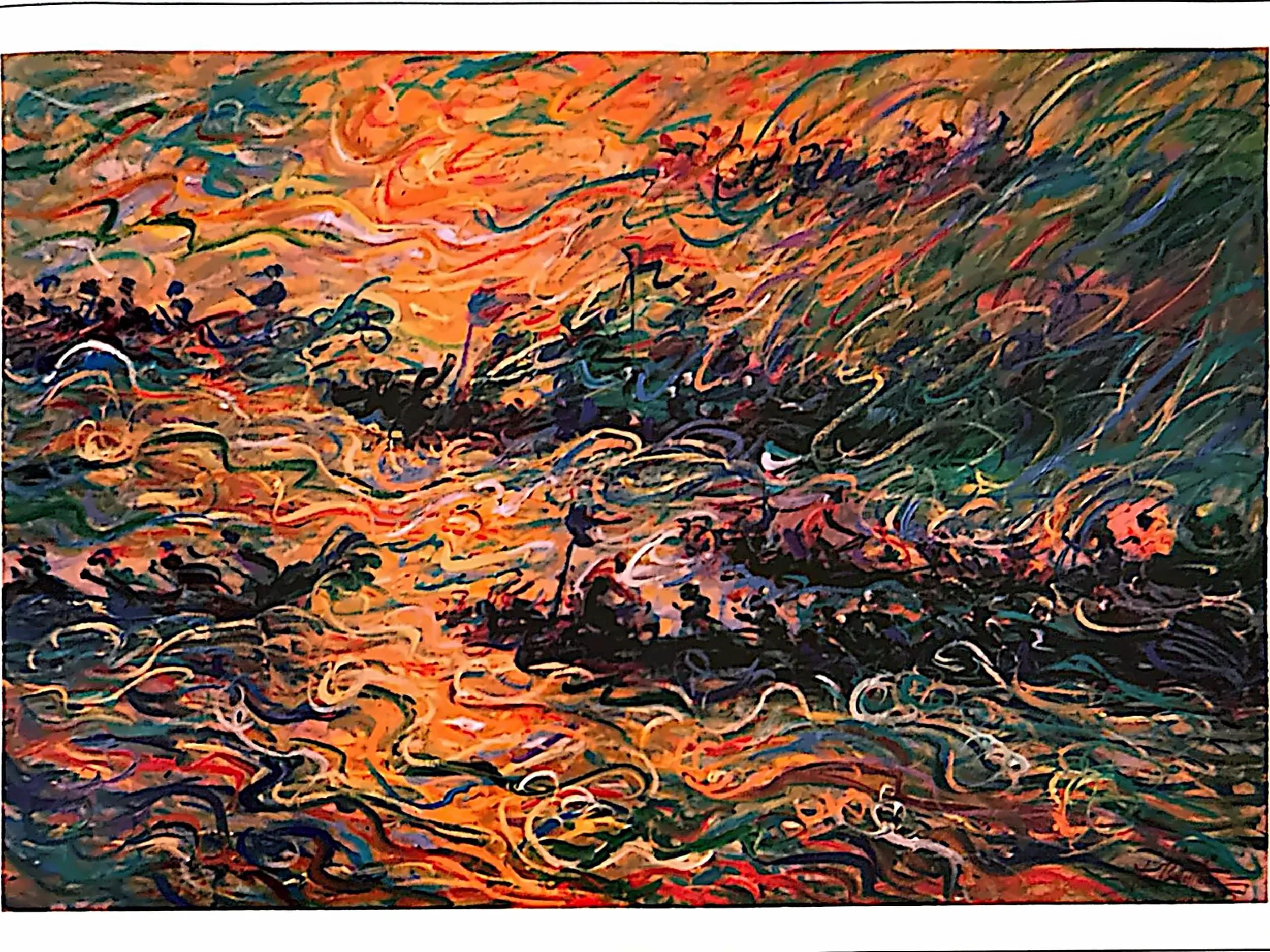 Oil painting titled Racing Against Time by Tan Peng Hooi, 2005.