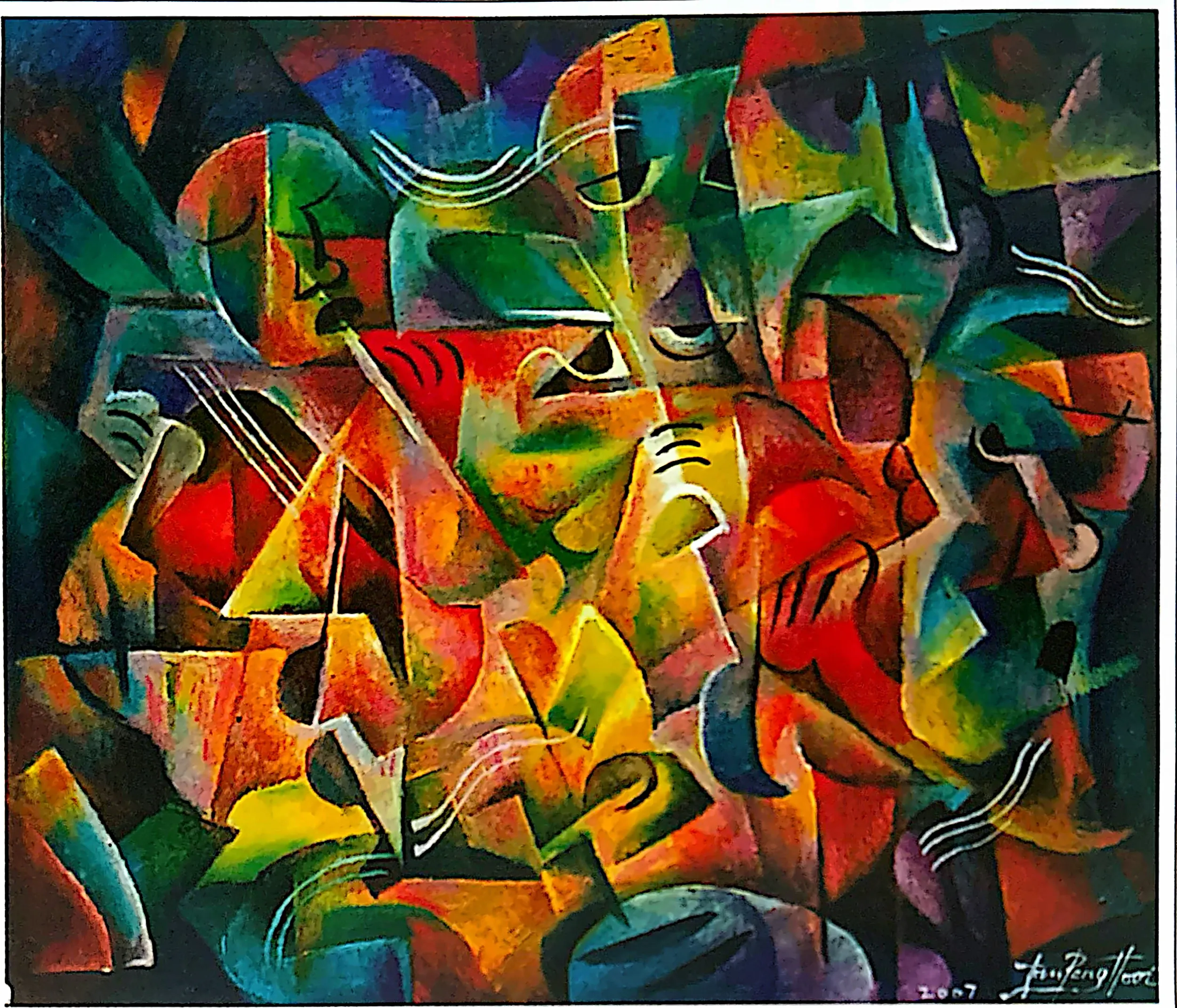 Oil painting titled Rhythm Of Music by Tan Peng Hooi, 2008.