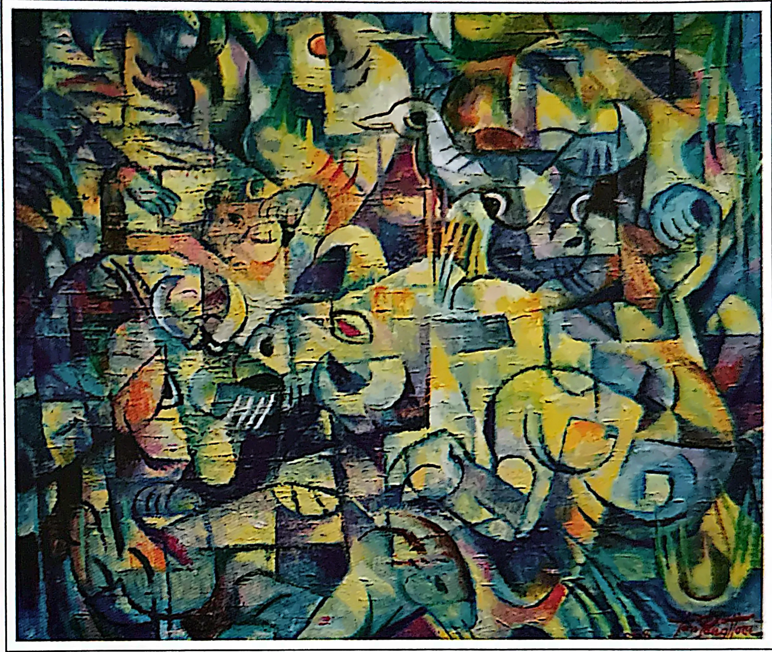 Oil painting titled Zoo by Tan Peng Hooi, 2008.